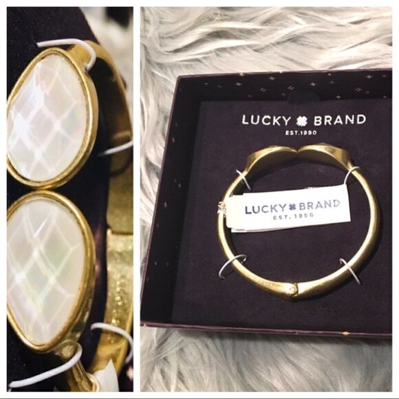 Lucky Brand Jewelry - Lucky Brand Golden Cuff White Stone